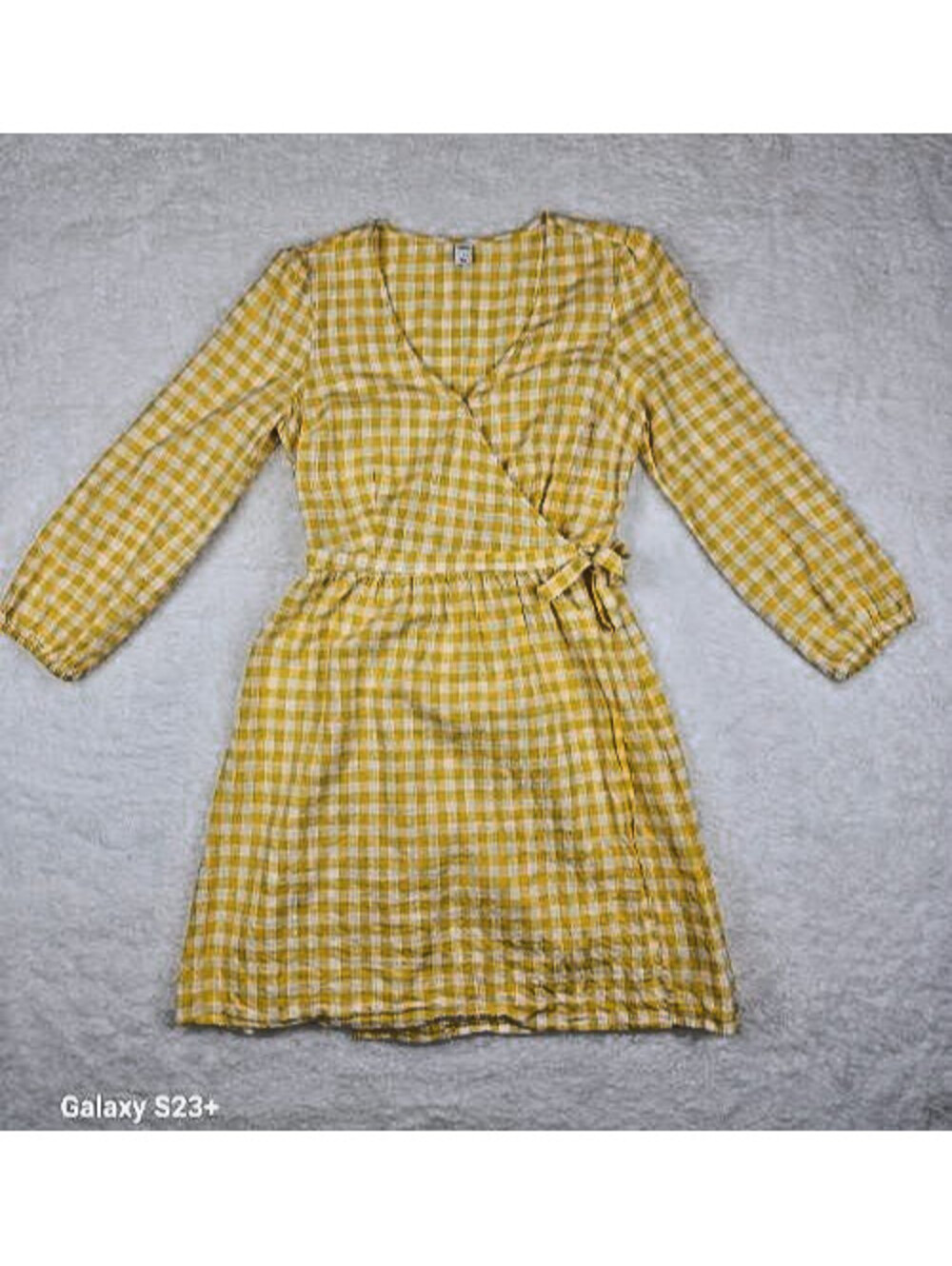 Gingham style dress, size: S, Old Navy yellow and white plaid